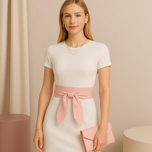 Pink Faux Leather Bow Statement Belt